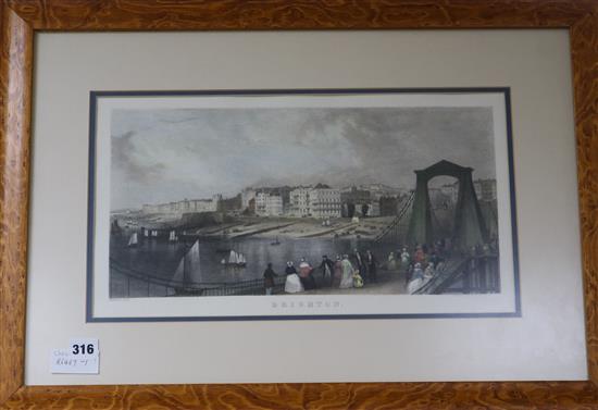 J.W Robins publ., coloured engraving, Brighton, engraved by Prior, 21 x 41cm